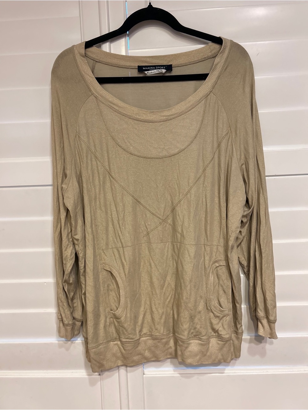 Marina Rinaldi Marina Sport Metallic Lightweight Sweatshirt Gold Size Large